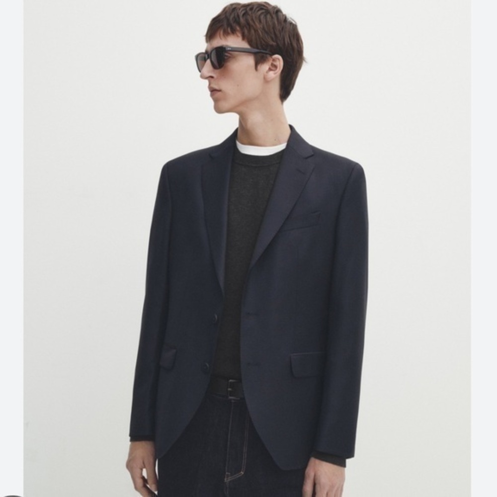 Massimo Dutti NWT men’s check navy blue blazer